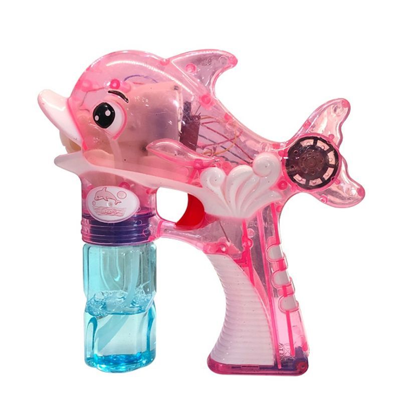 Chow Dudu Bubble Toy GF6210A Linda pistola de burbujas eléctrica transparente con forma de delfín con luz y música (1)