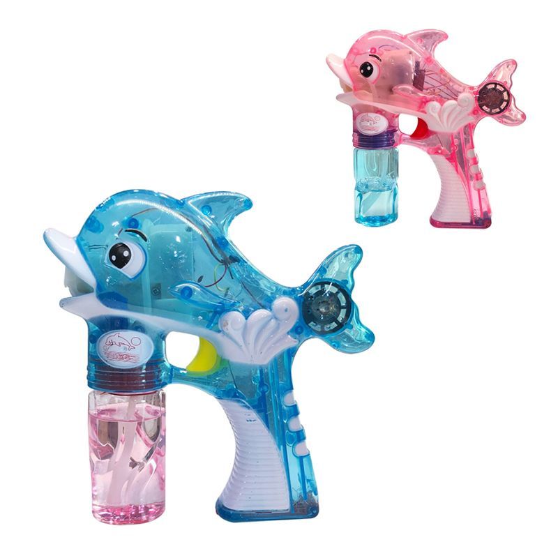 Chow Dudu Bubble Toy GF6210A Cute Electric Transparent Dolphin Bubble Gun na May Ilaw at Musika (2)