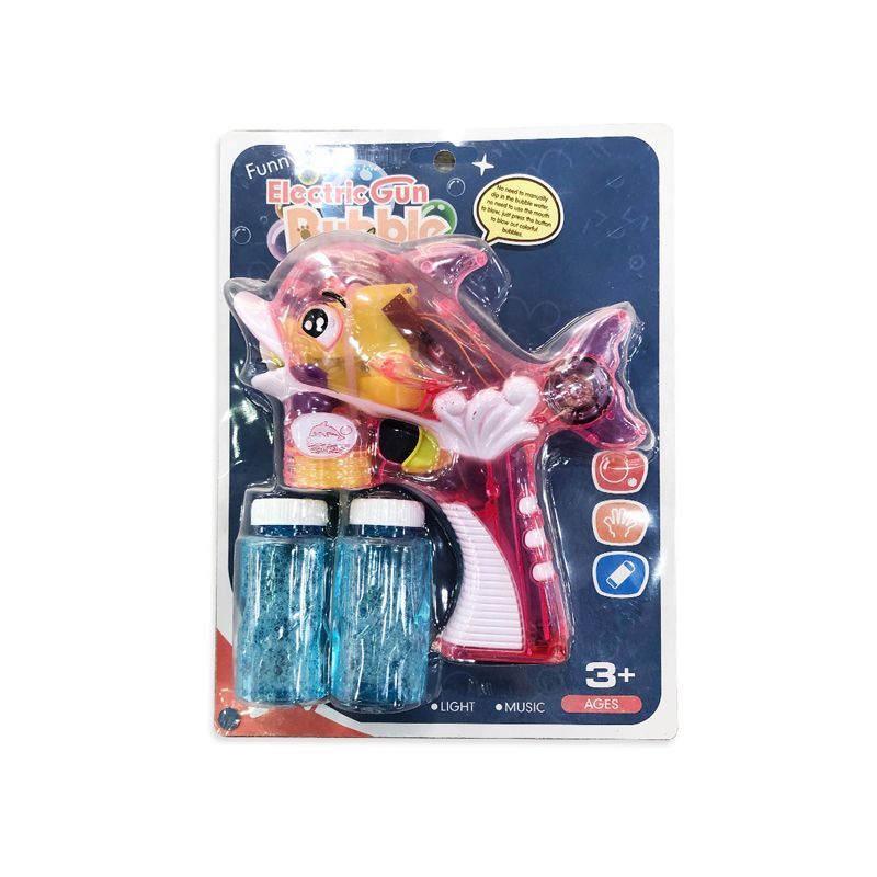 Chow Dudu Bubble Toy GF6210A Ntxim hlub Electric Transparent Dolphin Bubble Phom Nrog Lub Teeb & Suab Nkauj (3)