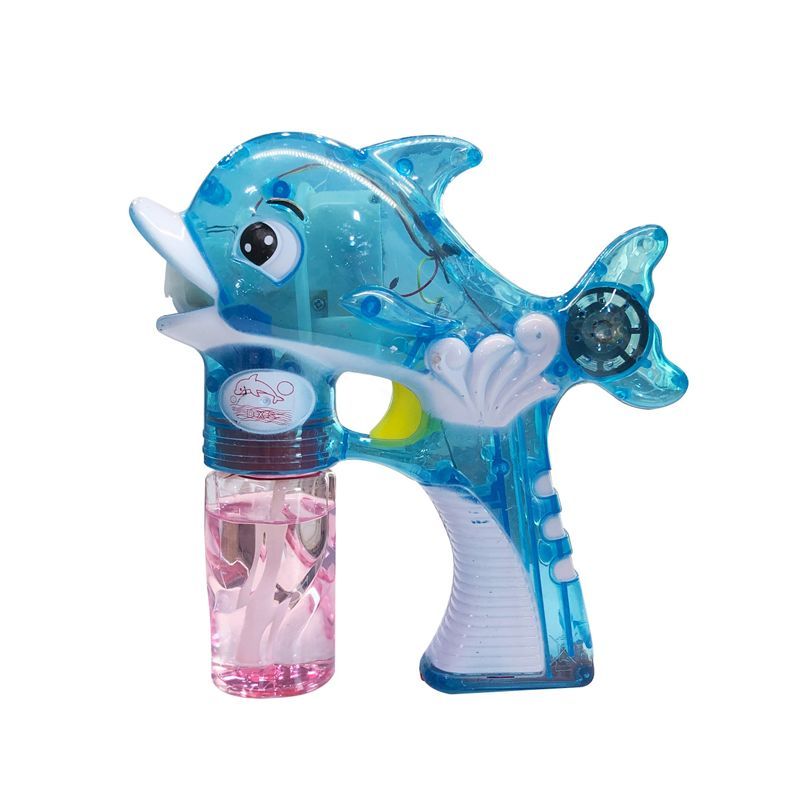 Chow Dudu Bubble Toy GF6210A Cute Electric Transparent Dolphin Bubble Gun com luz e música (4)