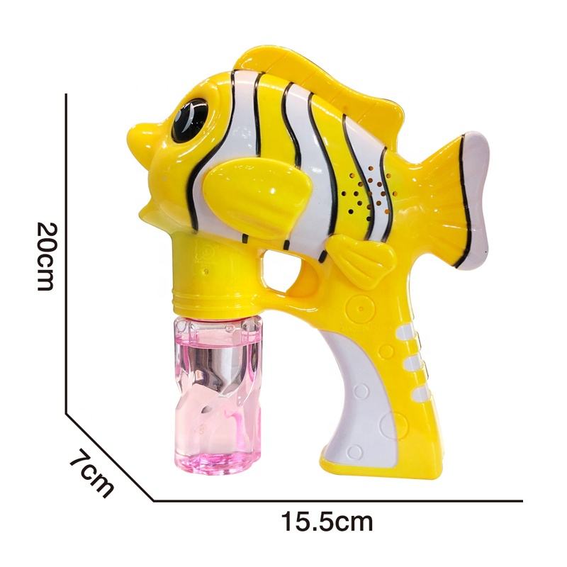 Chow Dudu Bubble Toy GF6214 Electric Clown Fish Bubble Gun nga adunay Kahayag ug Musika (2)