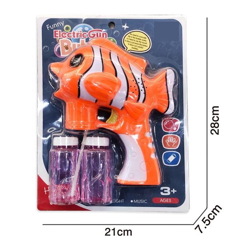 Chow Dudu Bubble Toy GF6214 Pistola elétrica de bolhas de peixe palhaço com luz e música (5)