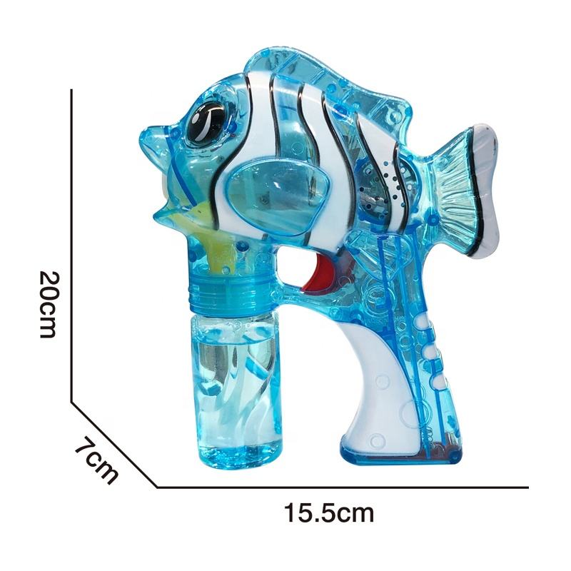 Chow Dudu Bubble Toy GF6214A Electric Transparent Clown Fish Bubble Gun yokhala ndi Kuwala & Nyimbo (1)