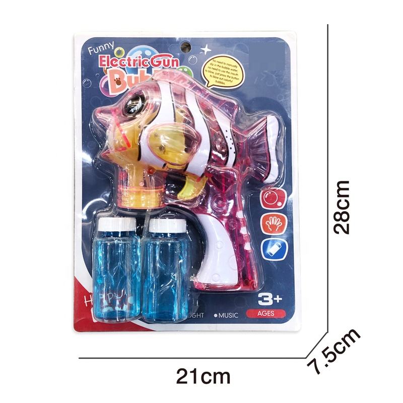 Chow Dudu Bubble Toy GF6214A Elektrisk gjennomsiktig Clown Fish Bubble Gun med lys og musikk (3)