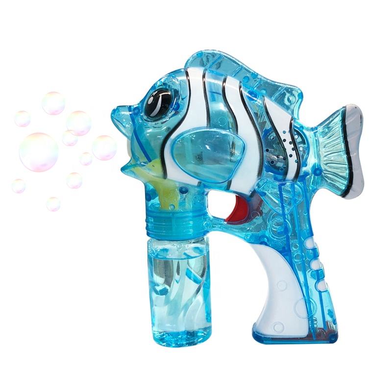 Chow Dudu Bubble Toy GF6214A Electric Transparent Clown Kifi Bubble Gun Tare da Haske & Kiɗa (4)