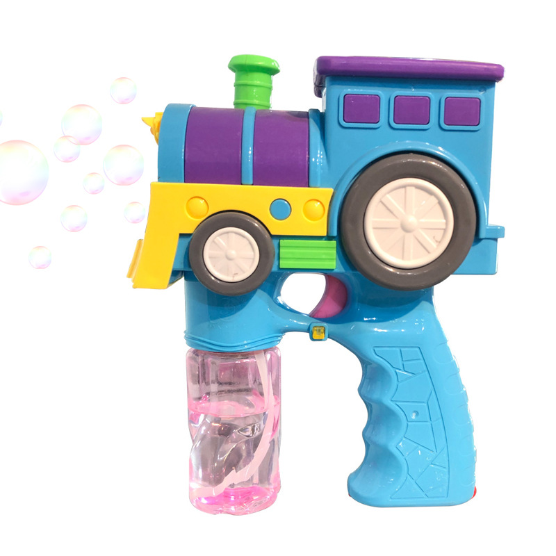 Chow Dudu Bubble Toy GF6260 Electric Locomotive Bubble Gun e nang le Leseli le 'Mino (2)