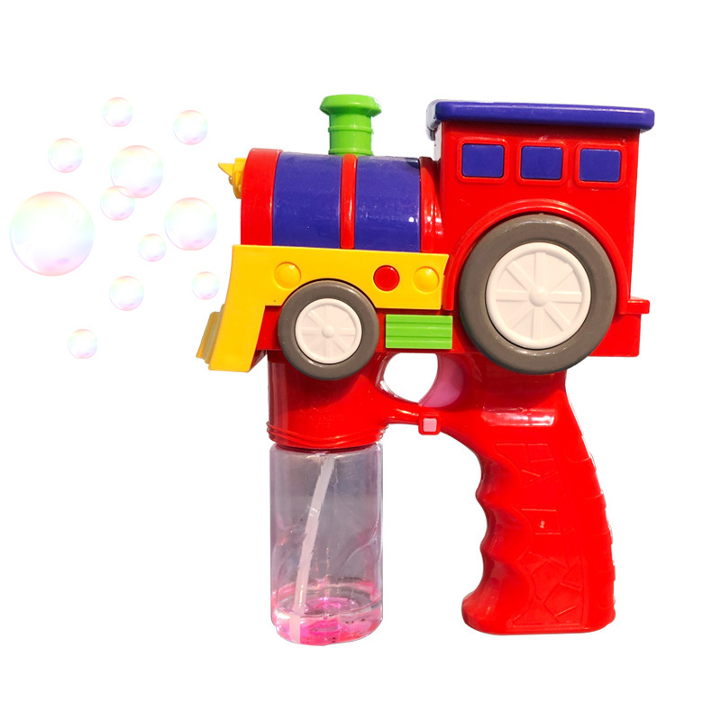 Chow Dudu Bubble Toy GF6260 Electric Locomotive Bubble Gun e nang le Leseli le 'Mino (3)