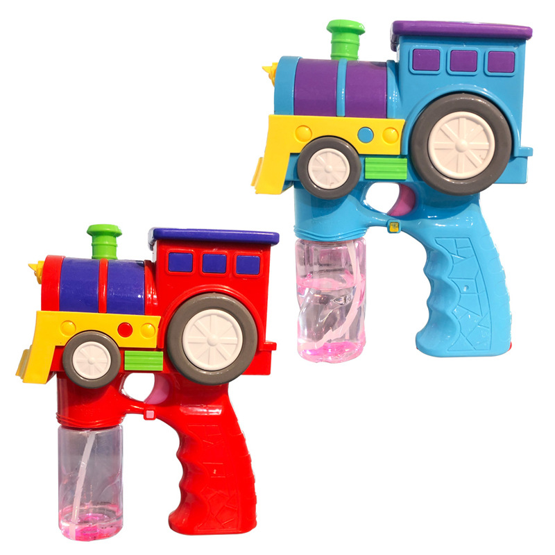 Chow Dudu Bubble Toy GF6260 Electric Locomotive Bubble Gun e nang le Leseli le 'Mino (4)
