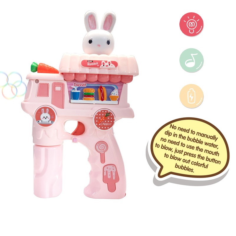 Chow Dudu Bubble Toy GF6278 Electric Rabbit Dessert Car Bubble Gun e nang le Leseli & 'Mino (1)