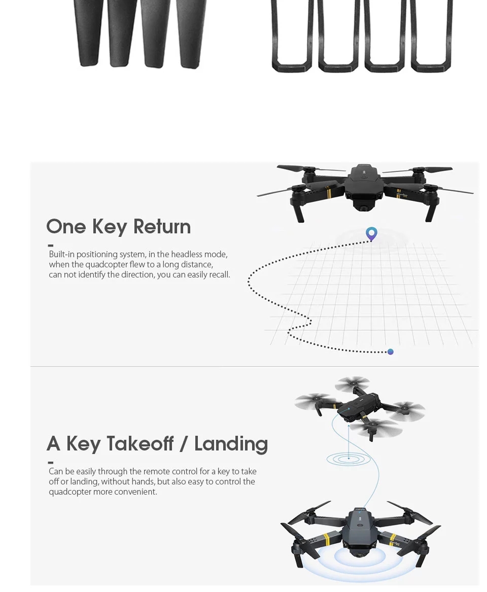 GLOBAL DRONE GD58 Skládací selfie kapesní RC WIFI dron s 4K kamerou vs E58 (7)