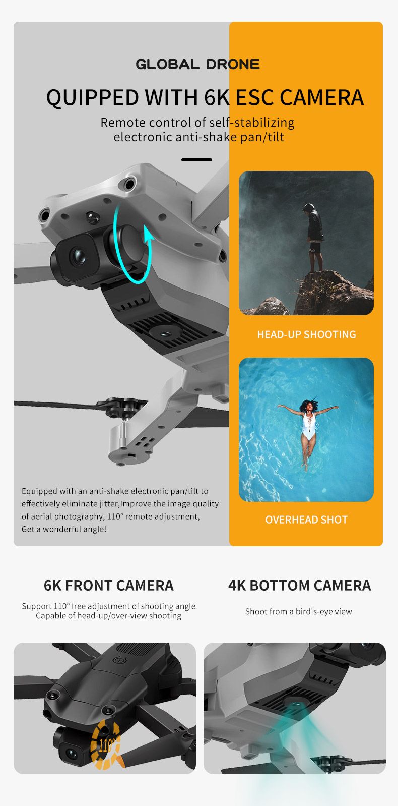 GLOBAL DRONE GD89 Pro gbakwunyere foldable RC WIFI Drone nwere ihe mgbochi akụkụ ise (5)