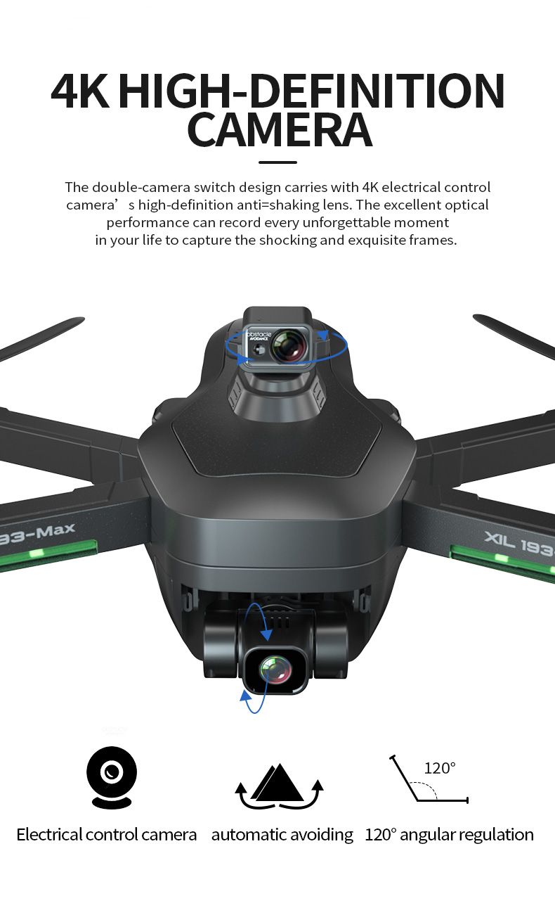 Global Drone 193 Max Drone GPS senza spazzola cù sensore di evità d'ostaculi (4)