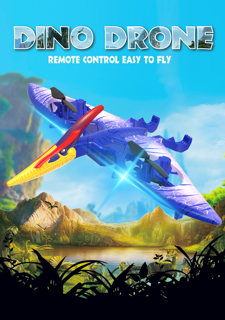 Global Drone Funhood GD2202 Kreatywny RC Pterozaur Dinozaur Drone ze światłem (1)