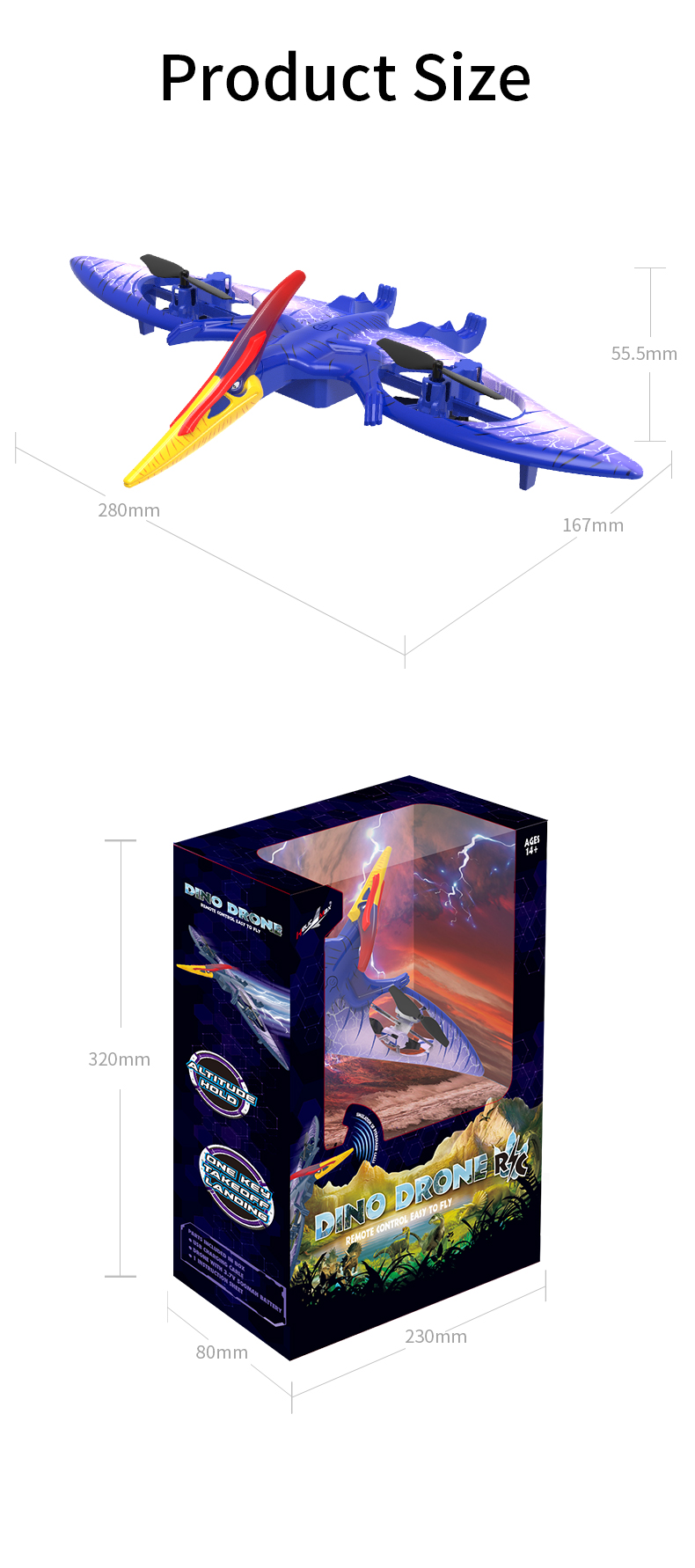 Global Drone Funhood GD2202 Kreatif RC Pterosaur Dinosaurus Drone Jeung Cahaya (14)