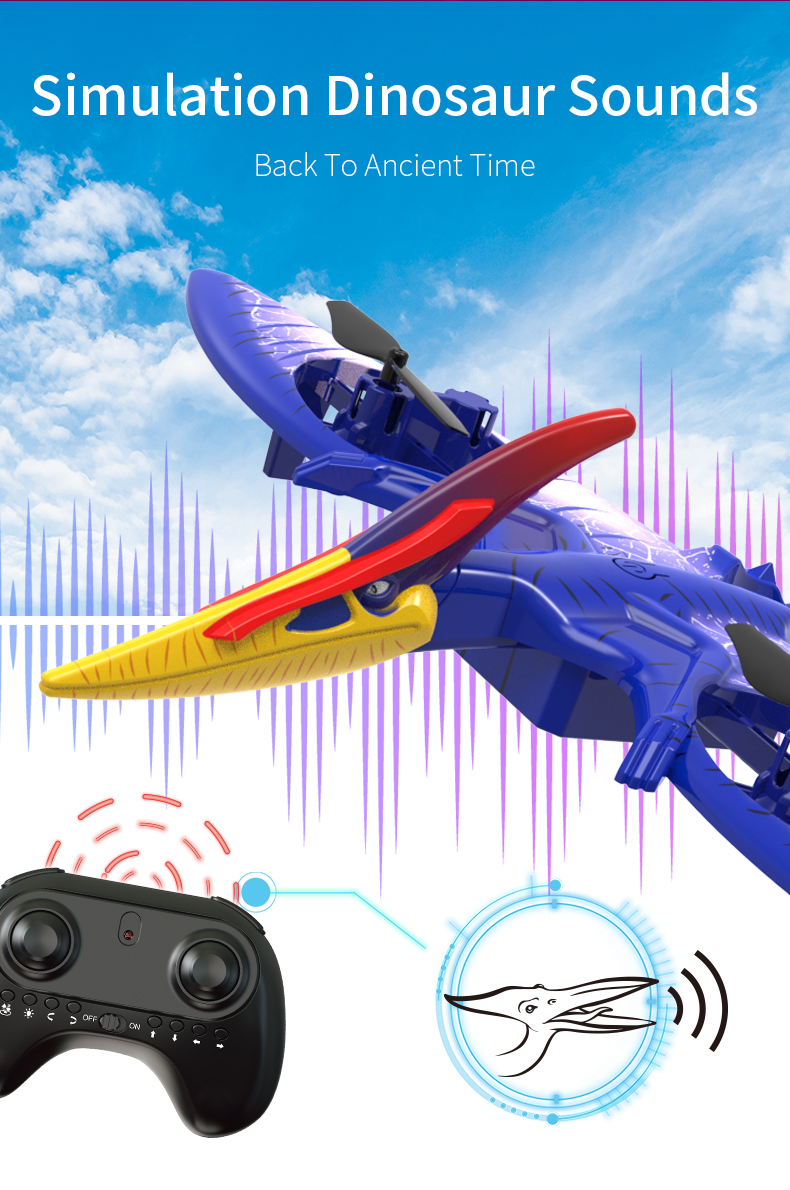 Global Drone Funhood GD2202 Kreatywny RC Pterozaur Dinozaur Drone ze światłem (4)