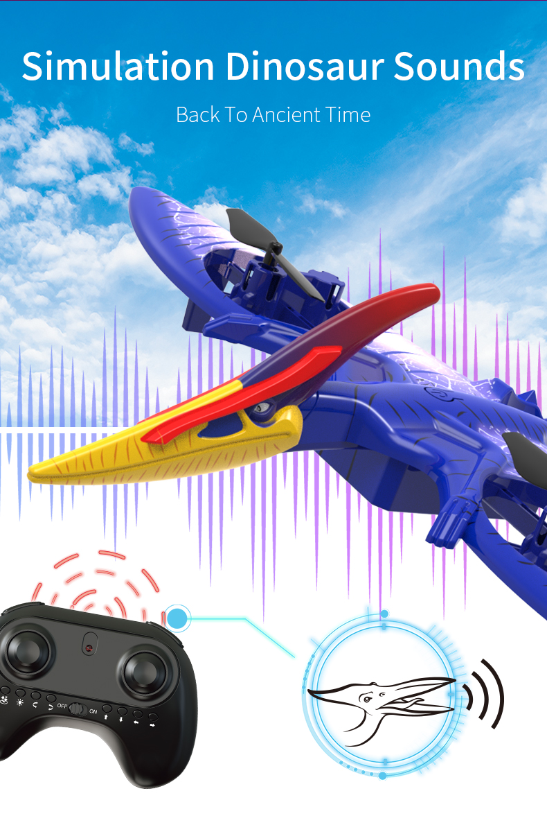 Ntiaj teb no Drone Funhood GD2202 Creative RC Pterosaur Dinosaur Drone Nrog Teeb (4)