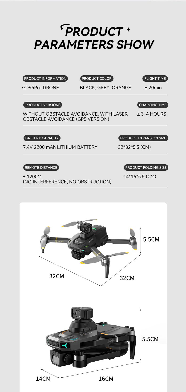 GD95 Drone GPS Drone tare da Kyamara 4K da Motoci marasa gogewa 5 Kaucewa Side (12)