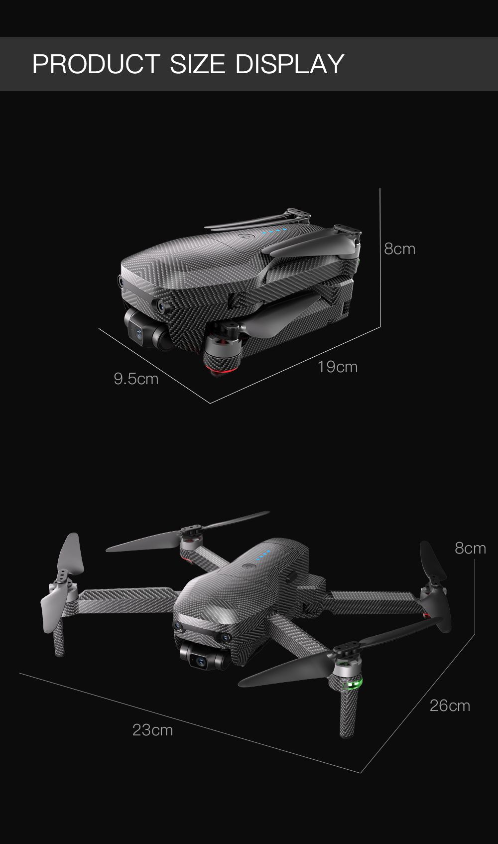 GD96 Drone Agbaye GD96 Sony Kamẹra 3-Axis Brushless Gimbal Drone pẹlu Iyọkuro Idiwo Wiwo Meji (20)