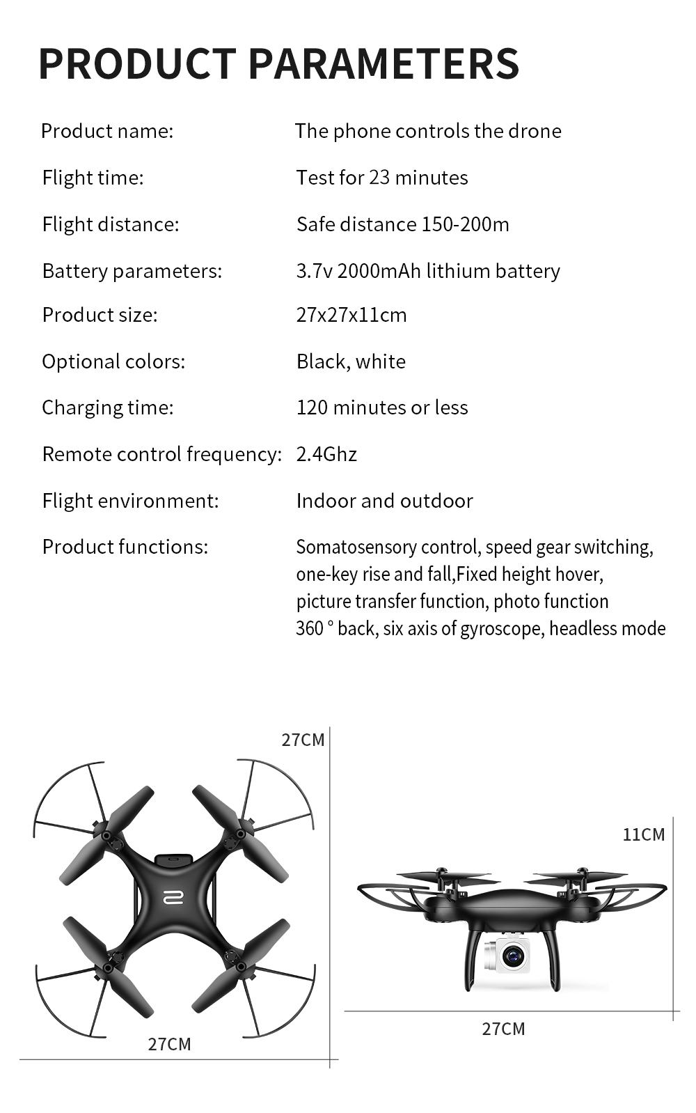 Global Drone GW8L RC Drone Mini Phantom (ilman kameraa 4K-kameralla) (13)
