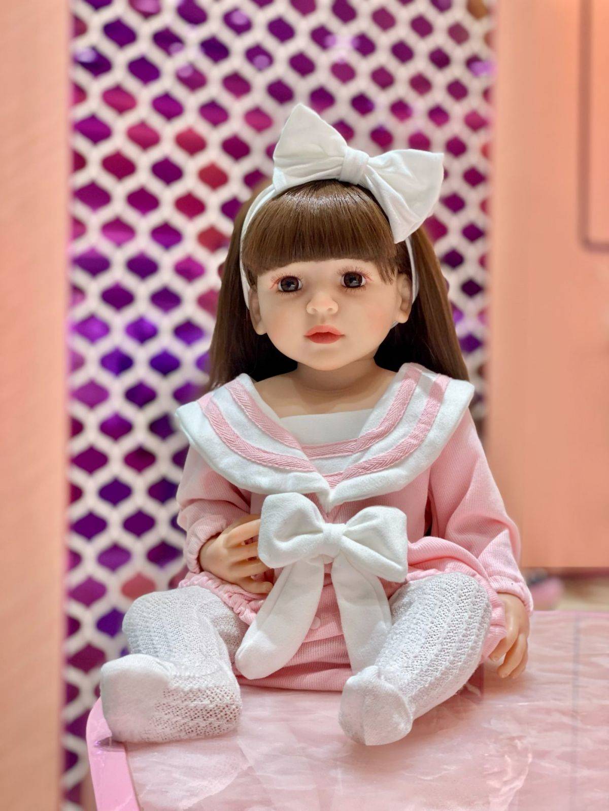 Reborn Baby Dolls Silicone Cute Mos Me Me Me Me Me Me Me Bebe Reborn Dolls 55cm Cov Khoom Ua Si Rau Cov Ntxhais (10)